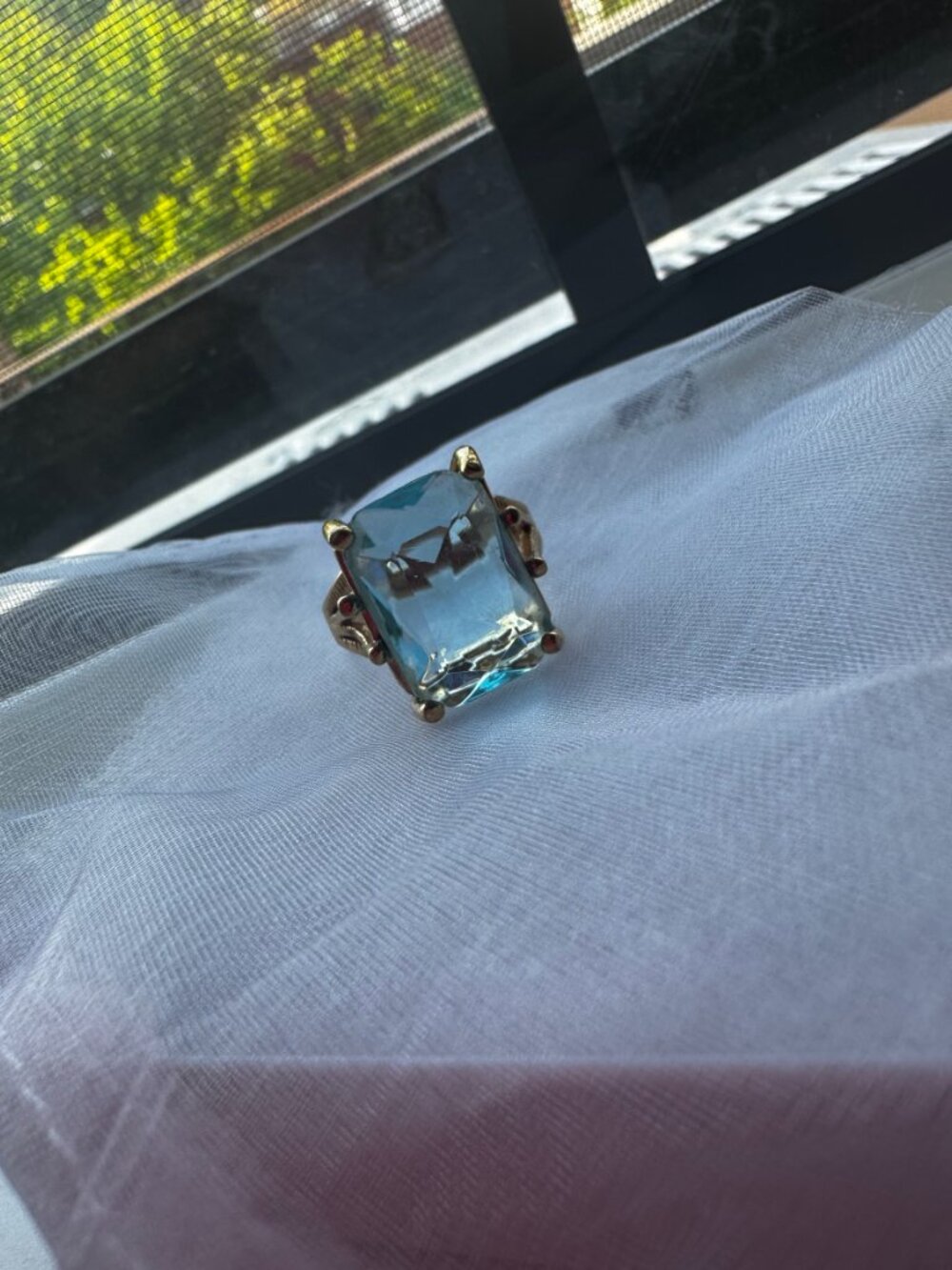 Vintage Aquamarine Gold 18k GE 7.5